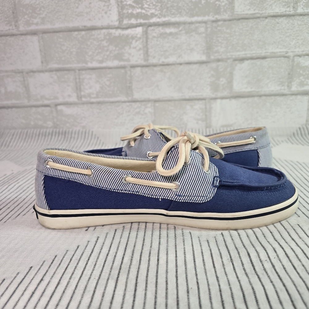 POLO by RALPH LAUREN Women's 7B Navy Blue Canvas Nautical Boat Shoes Loafers - Picture 7 of 11